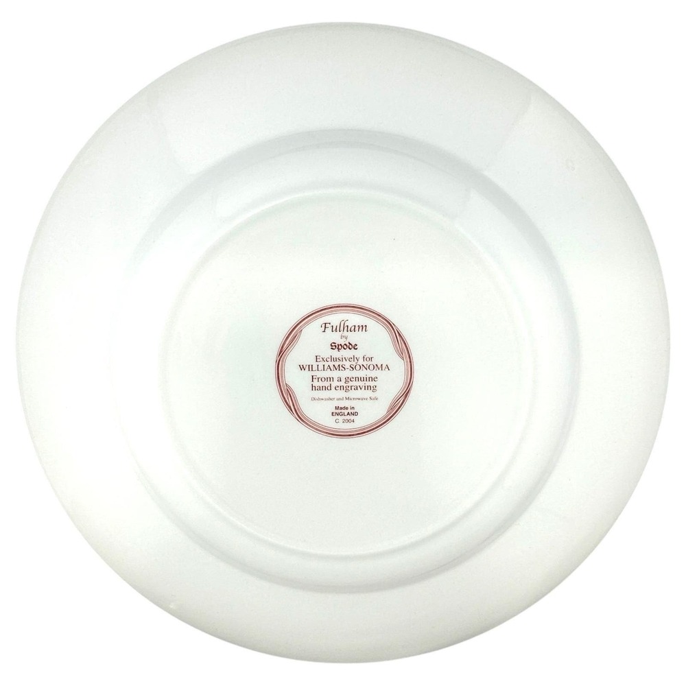 Spode Fulham Dinner Plate for Williams Sonoma Red & White Floral England 2004 - Picture 4 of 6